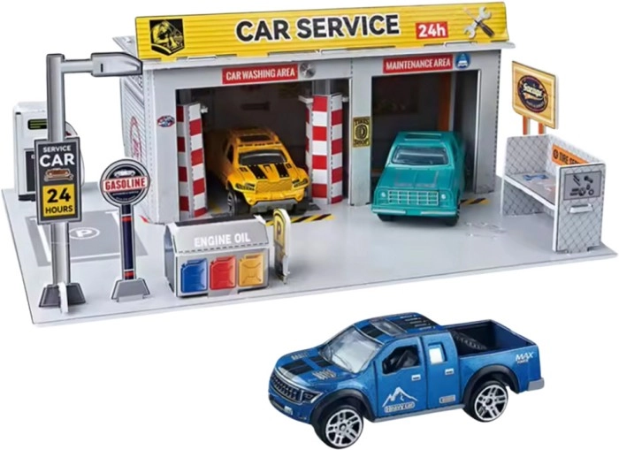 Skyway Diecast Car Service Station Playset