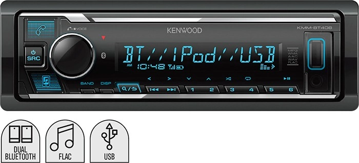 Kenwood 1DIN 200W Dual Bluetooth Media Receiver