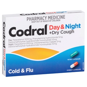 CODRAL® Day & Night + Dry Cough Cold & Flu 24 Capsules