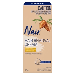 Nair Hair Removal Cream with Sweet Almond Oil Body & Face 75g