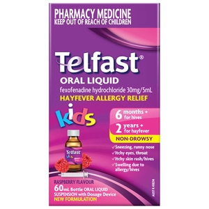 TELFAST Oral Liquid Kids Raspberry Flavour 60mL