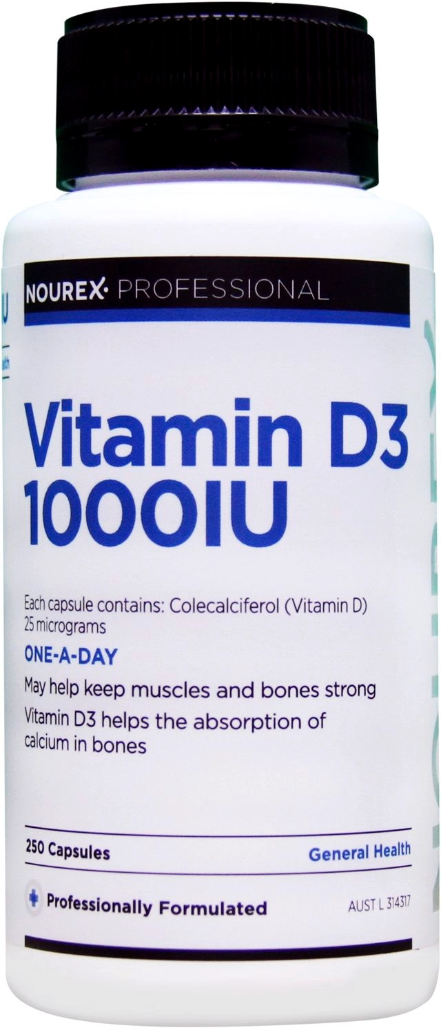 Nourex Professional Vitamin D3 1000IU - 250 Capsules