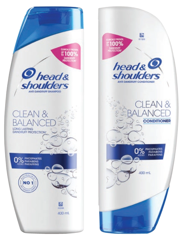 Head & Shoulders Clean & Balanced Shampoo or Conditioner 400ml