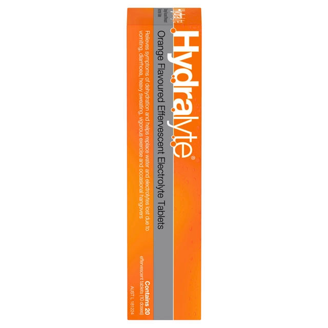 Hydralyte Orange Flavoured Effervescent Electrolyte 20 Tablets