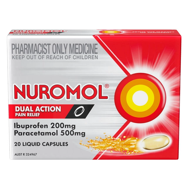 Nuromol Ibuprofen 200mg & Paracetamol 500mg 20 Liquid Capsules