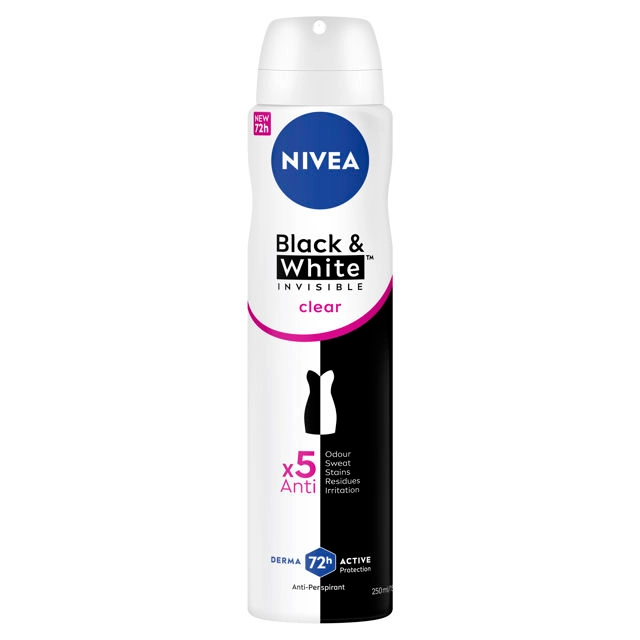 Nivea Deodorant Aerosol Invisible For Black & White Clear 250ml