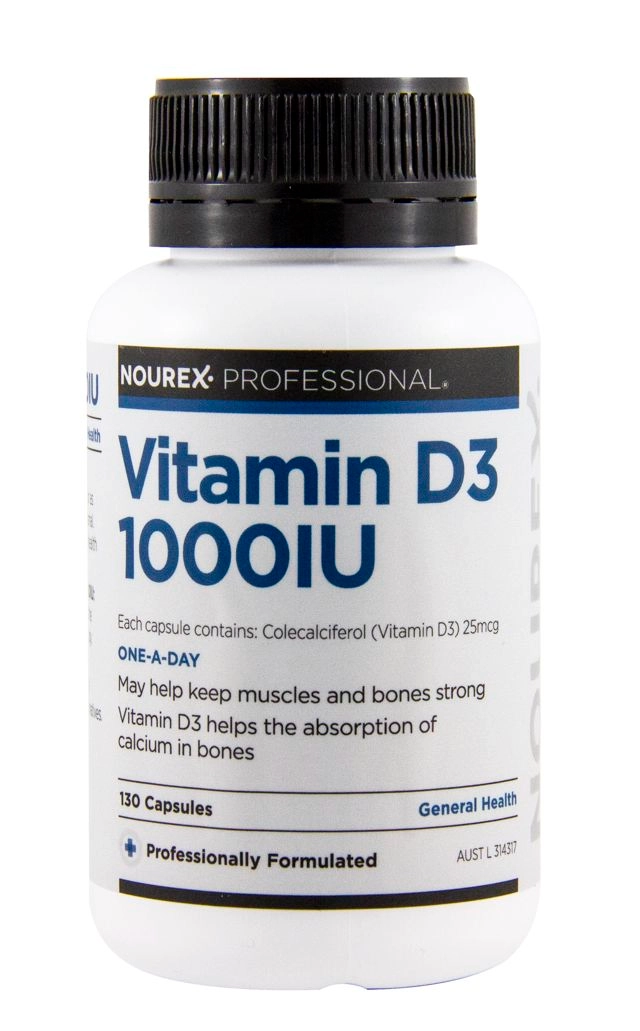 Nourex Professional Vitamin D3 1000IU - 130 Capsules