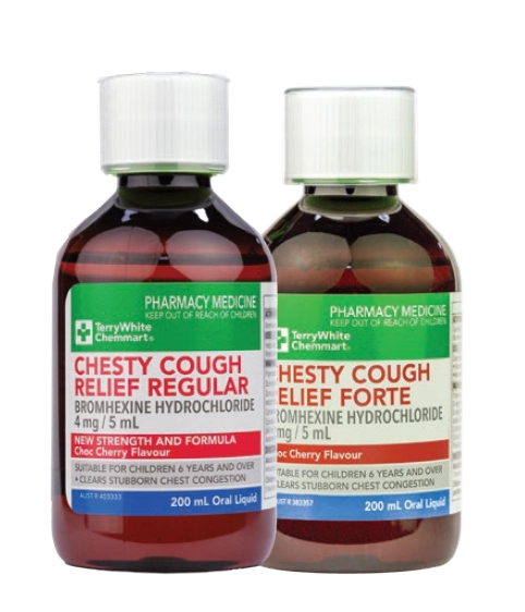 TerryWhite Chemmart Chesty Cough Relief Regular, Chesty Cough Relief Forte 200ml