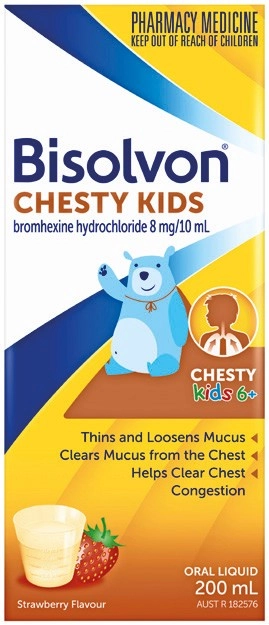 Bisolvon Chesty Kids 6+ Oral Liquid Strawberry Flavour 200mL