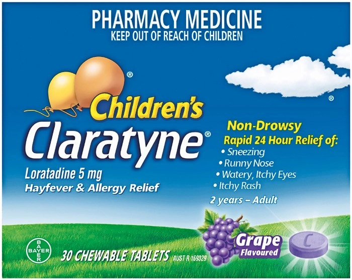 Claratyne Children's Hayfever & Allergy Relief Grape Flavoured 30 Chewable Tablets