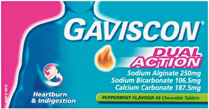 Gaviscon Dual Action Peppermint Flavour 48 Chewable Tablets