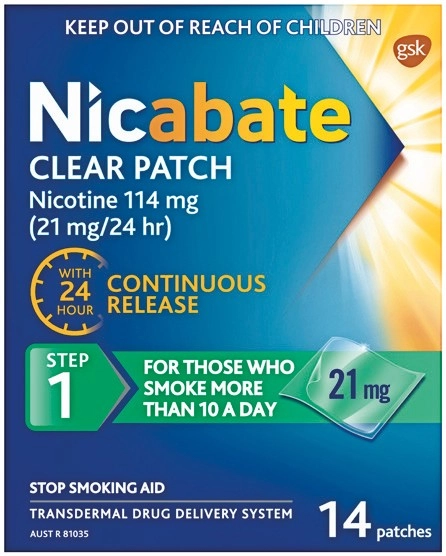 Nicabate Clear Patch 21mg/24 hr 14 Patches