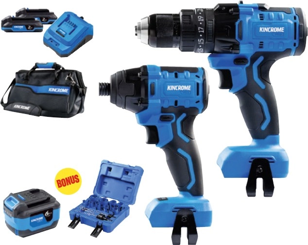 Kincrome 18V 2 Pce Hammer Drill & Impact Driver Kit