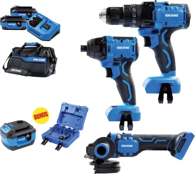 Kincrome 18V 3 Pce Drill, Driver & Grinder Kit