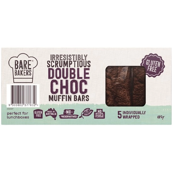 Bare Bakers Gluten Free Double Choc Muffin Bar Pk 5 – From the Bakery Aisle