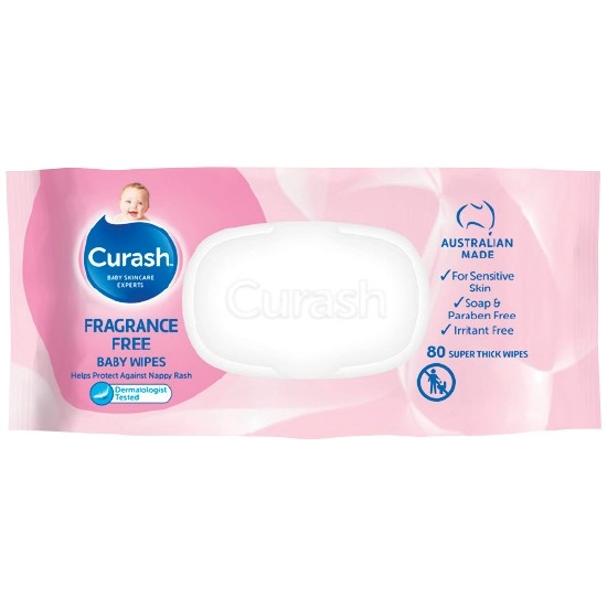 Curash Fragrance Free Baby Wipes Pk 80