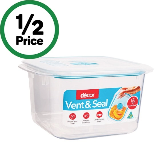 Decor Vent & Seal Container Square Teal 1 Litre