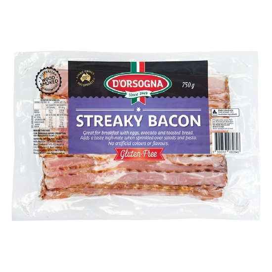 D’Orsogna Streaky Bacon 750g – From the Fridge