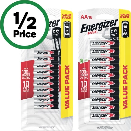 Energizer Max Batteries AA or AAA Pk 16