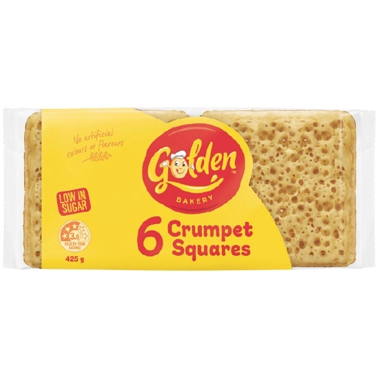 Golden Crumpet Squares 425g Pk 6