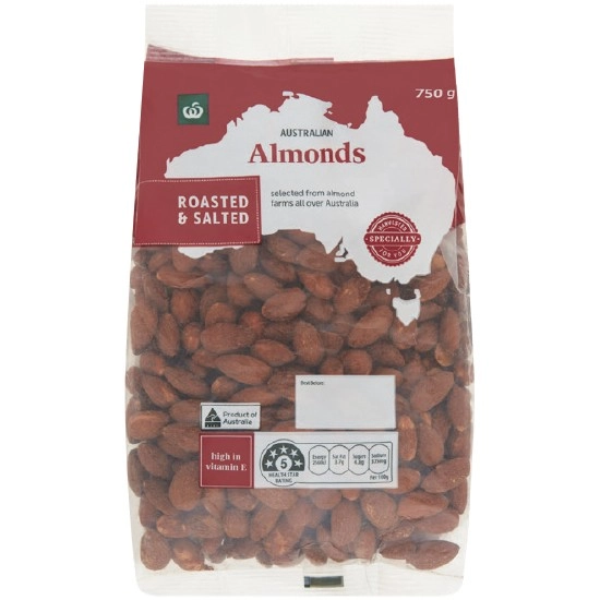 Woolworths Australian Almond Roasted & Salted 750g