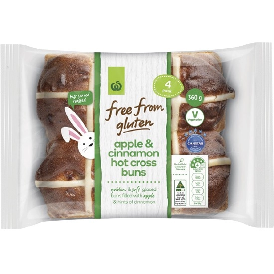 Woolworths Free From Gluten Hot Cross Bun Varieties Pk 4