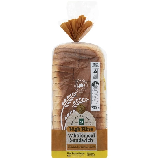 Woolworths Wholemeal Sandwich Hi Fibre 700g