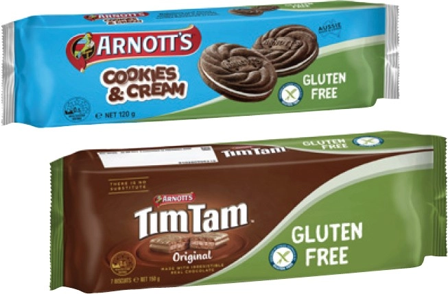 Arnott's Gluten Free Original Tim Tam or Cookies and Cream Biscuits 120g-150g