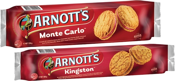 Arnott's Monte Carlo or Kingston Biscuits 200g-250g