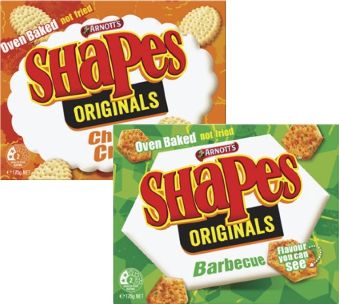 Arnott's Shapes Crackers 130g-190g