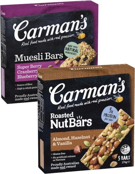 Carman's Nut or Muesli Bars 140g-270g