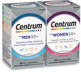 Centrum For Men or Women 50+ Multivitamin Tablets 60 Pack