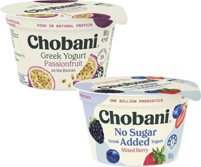 Chobani Greek Yogurt 160g or No Added Sugar Greek Yogurt 150g