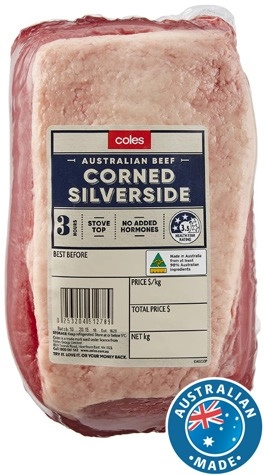 Coles Australian No Added Hormones Beef Corned Silverside