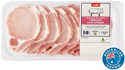 Coles Australian Pork Loin Steaks Thin Cut 500g