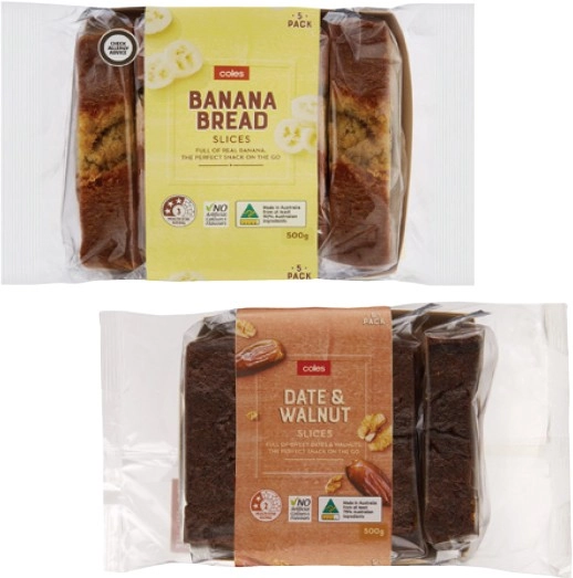 Coles Banana Bread or Cake Slices 5 Pack