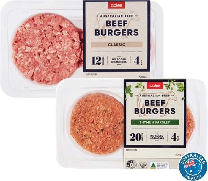 Coles Classic Burgers 400g-500g