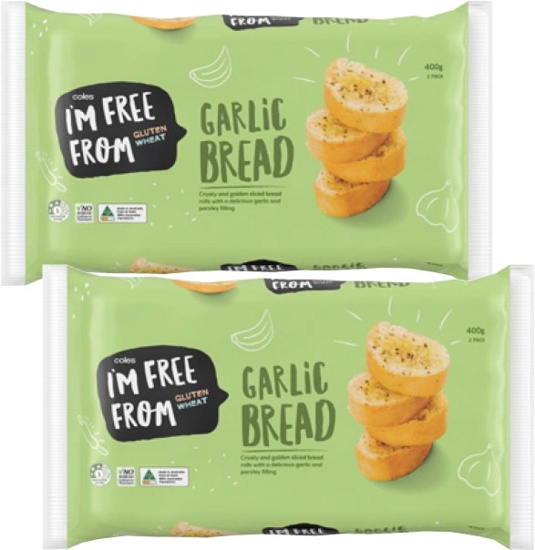 Coles I'm Free From Garlic Bread 2 Pack 400g