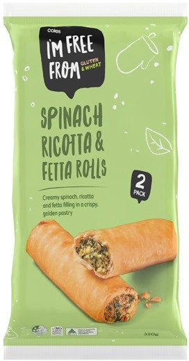 Coles I'm Free From Spinach & Ricotta Rolls 2 Pack 320g