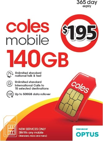 Coles Mobile $195 Prepaid SIM