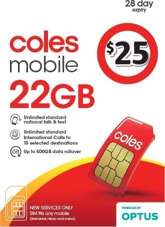 Coles Mobile $25 Prepaid SIM