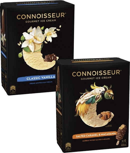 Connoisseur Ice Cream Sticks 4 Pack-6 Pack 360mL-400mL