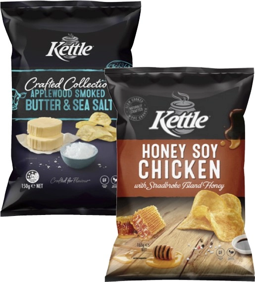 Kettle Potato Chips or Crafted Collection 150g-165g