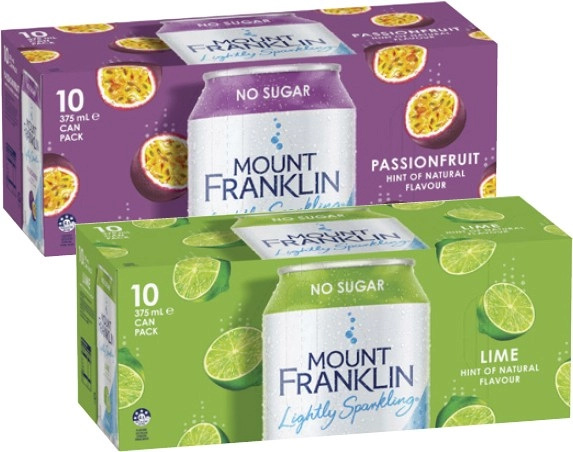 Mt Franklin Lightly Sparkling Water 10x375mL