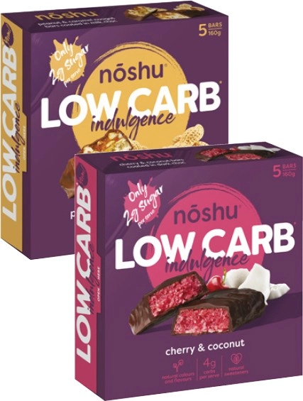 Noshu Low Carb Indulgence Bars 150g-160g