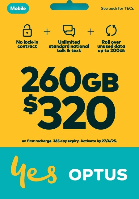 Optus $320 Prepaid SIM Starter Kit