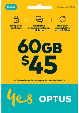 Optus $45 Prepaid SIM