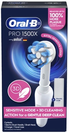 Oral B Pro 1500X Sensitive Clean Electric Toothbrush 1 Pack