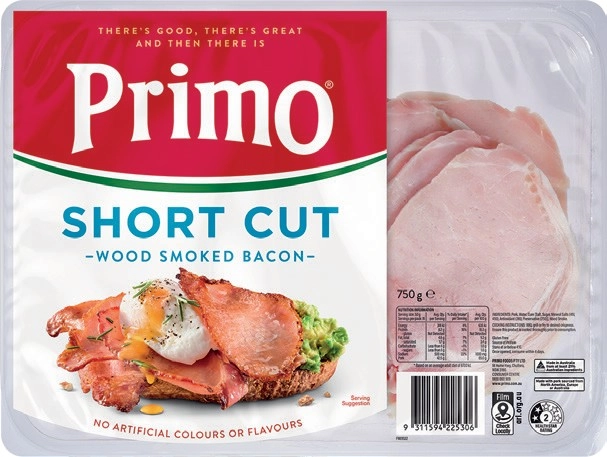 Primo Short Cut Rindless Bacon 750g