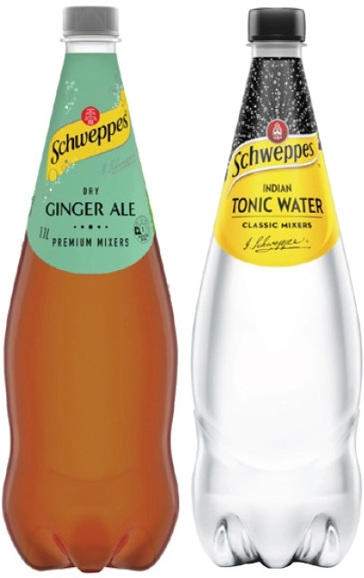 Schweppes Mixers, Soft Drinks or Mineral Water 1.1 Litre